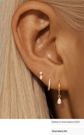 925 Sterling Silver Gold Teardrop Zirconia Earrings Set worn on model ear