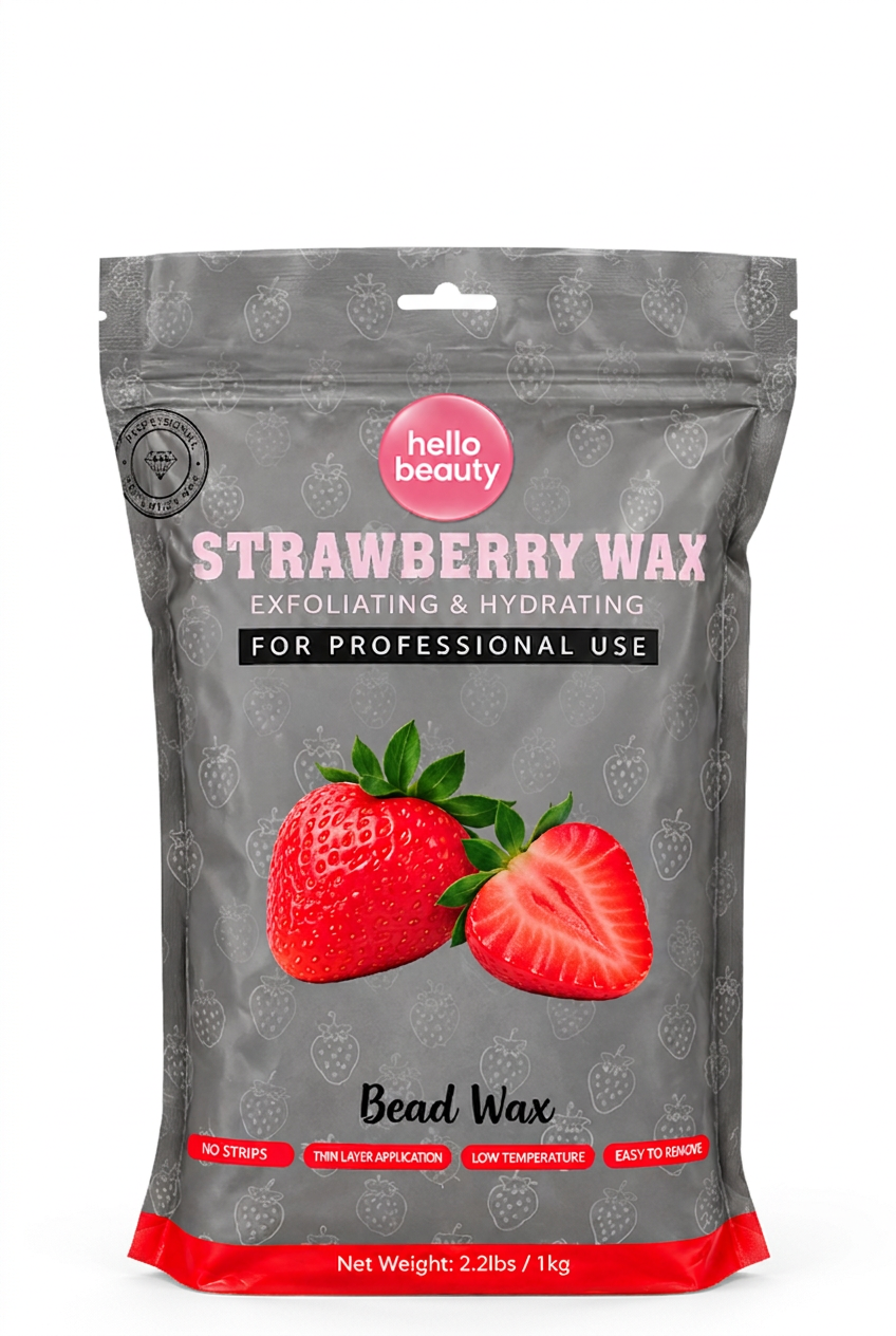 Hello Beauty Strawberry Wax balta fona